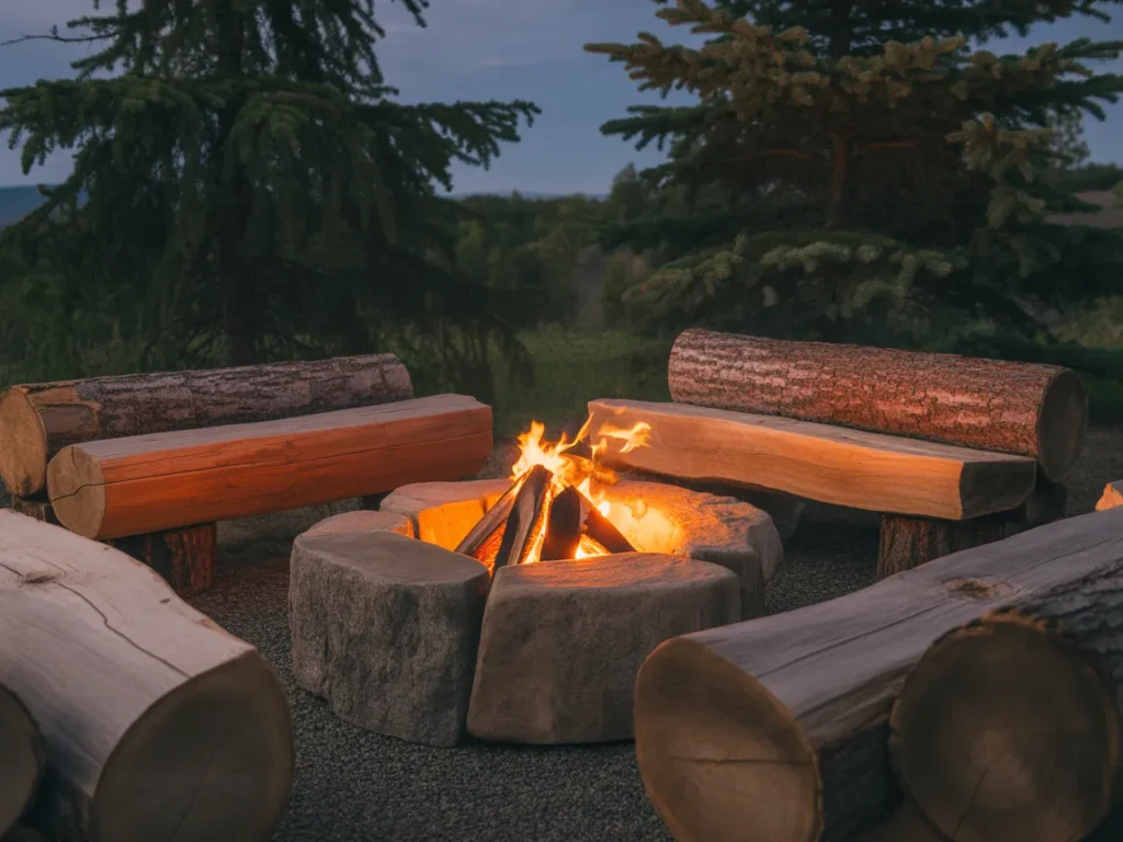Rustic Log Seating Arrangement