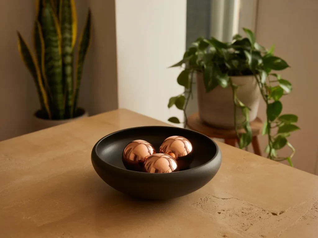 Minimalist Bowl with Decorative Orbs