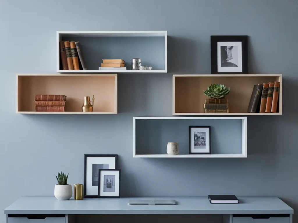 Floating Box Shelves for Geometric Style