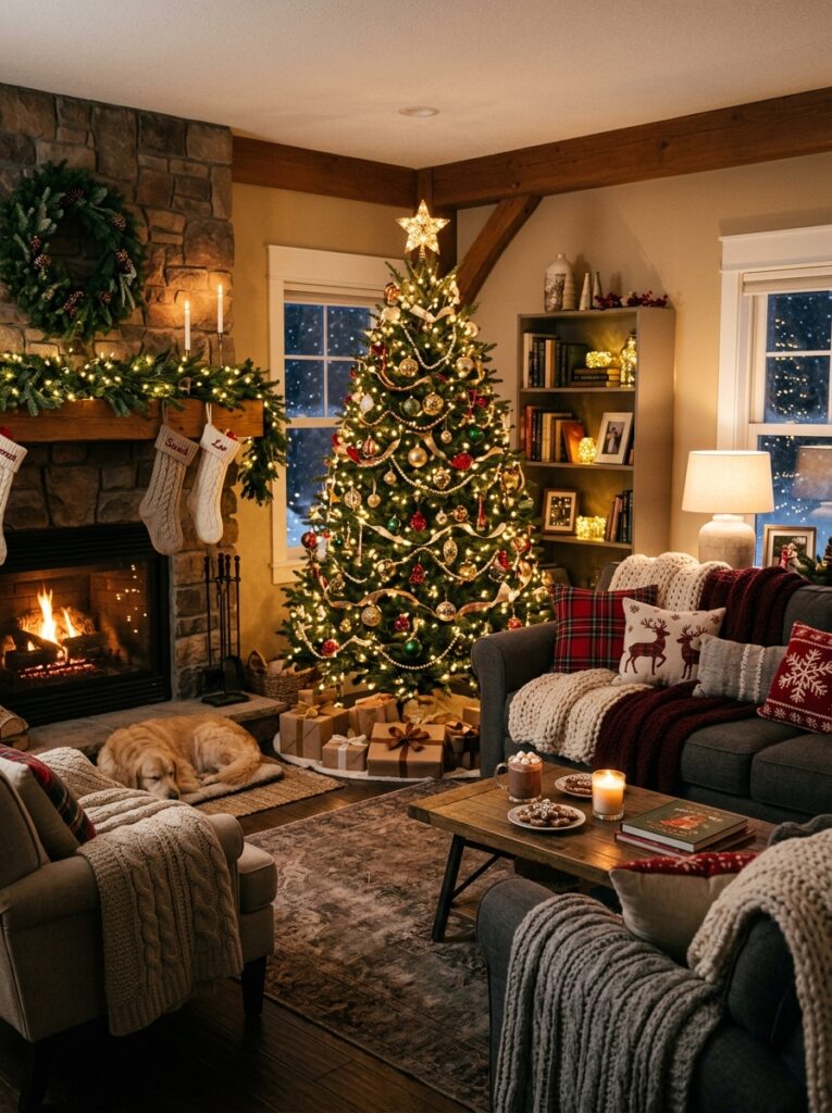  Cozy Christmas Living Room Setup