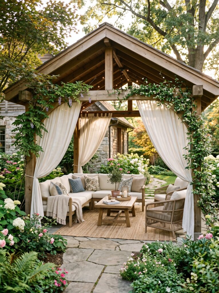 Pavilion with Curtains for Privacy
