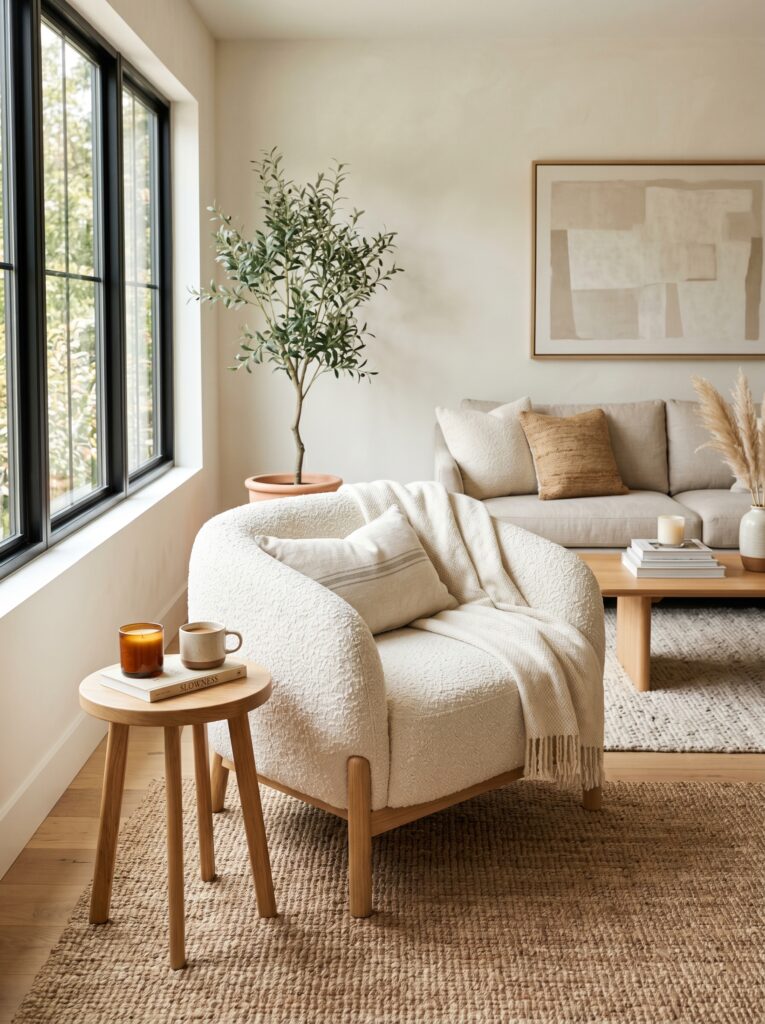 Boucle Cream Accent Chair