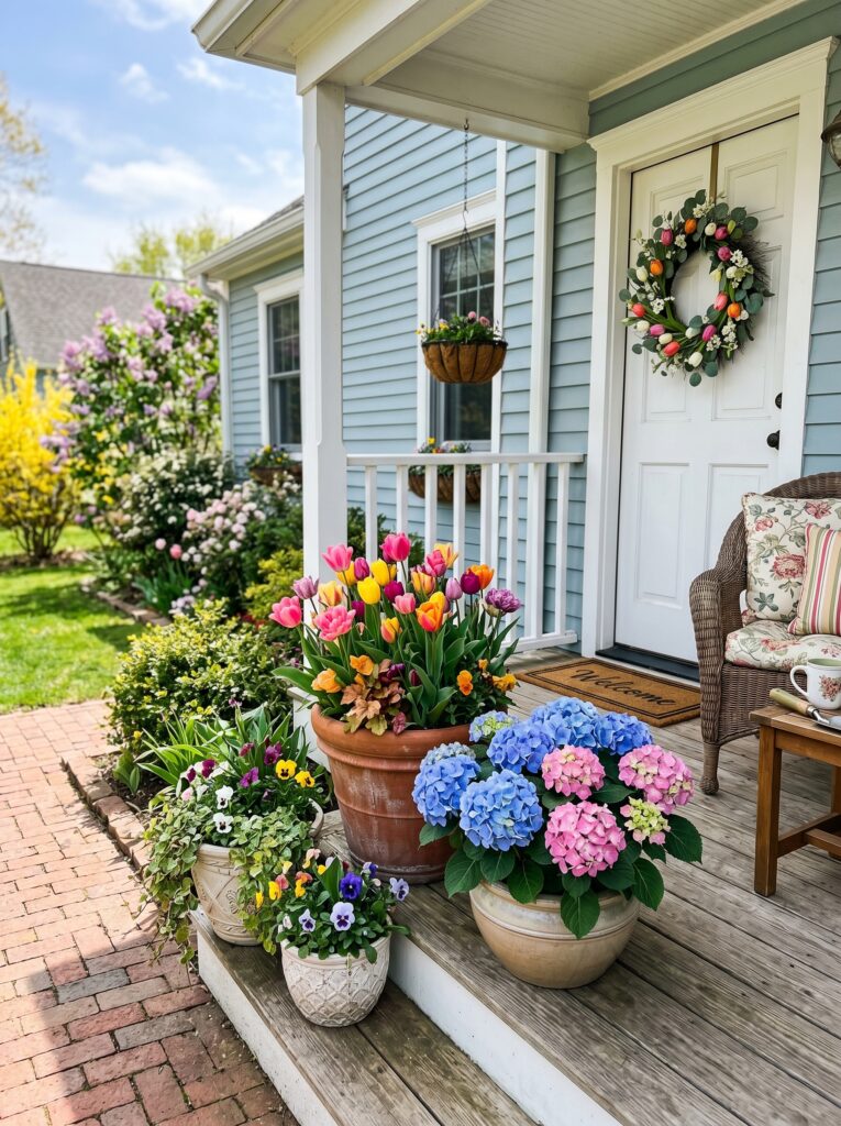 Colorful Planters with Spring Flowers