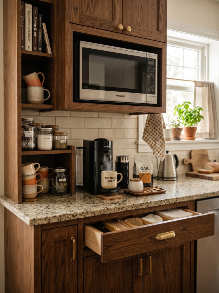 Compact Coffee Station with Microwave