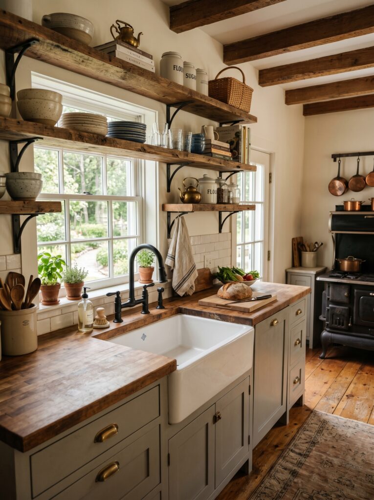 Matte Black Faucet in a Farmhouse Kitchen