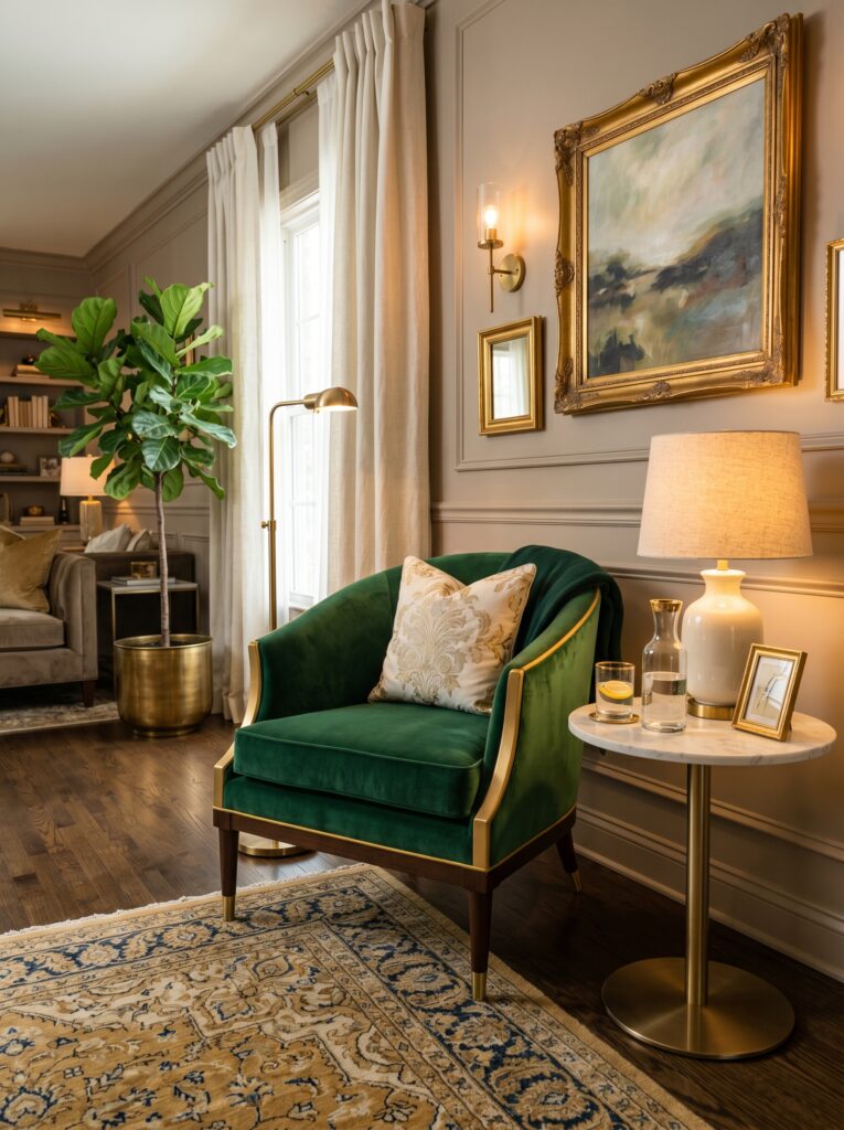 Green Velvet Statement Chair