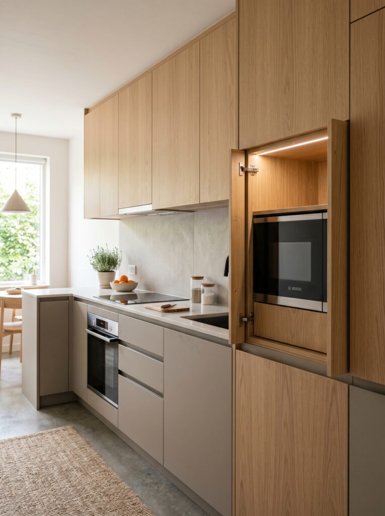 Microwave Hidden Inside Cabinetry