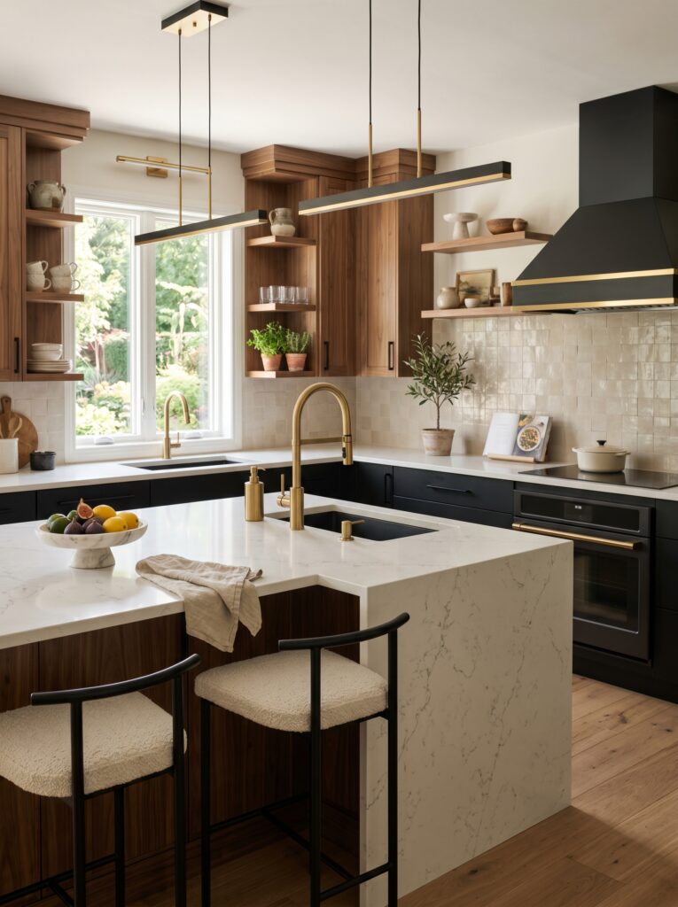 Gold Faucet with Black Accents