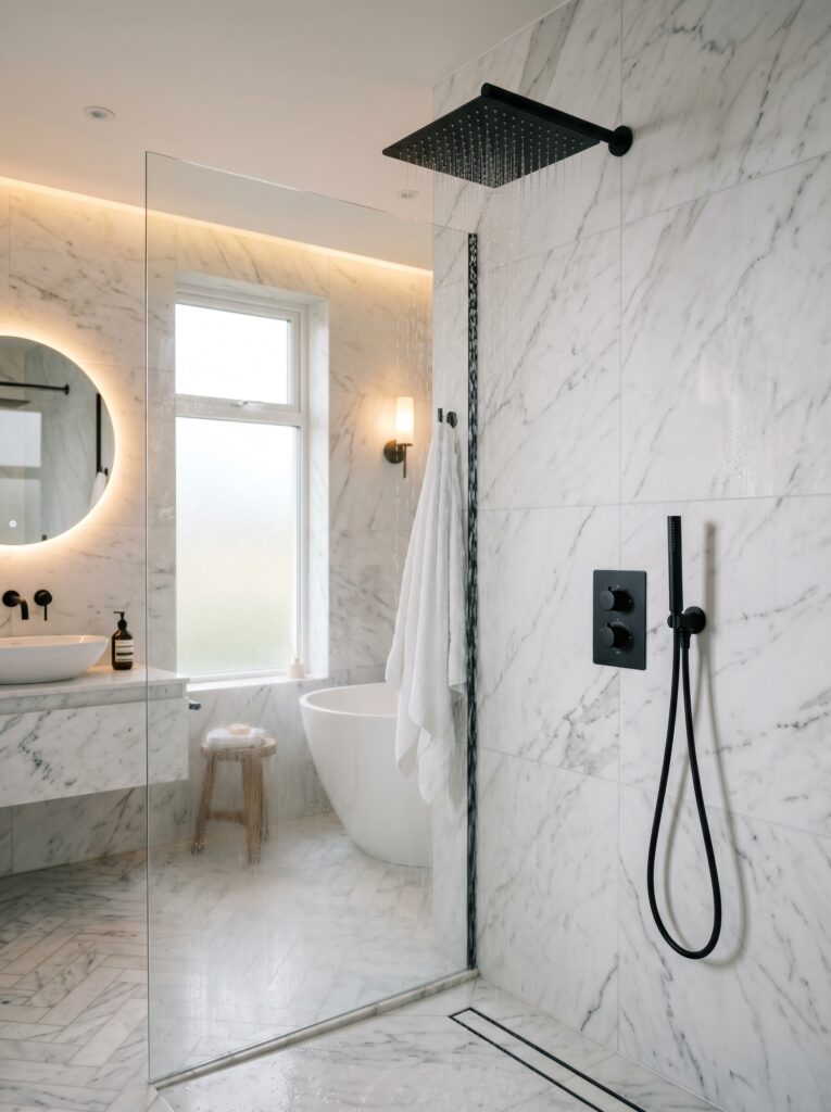 Black Rainfall Shower Fixture