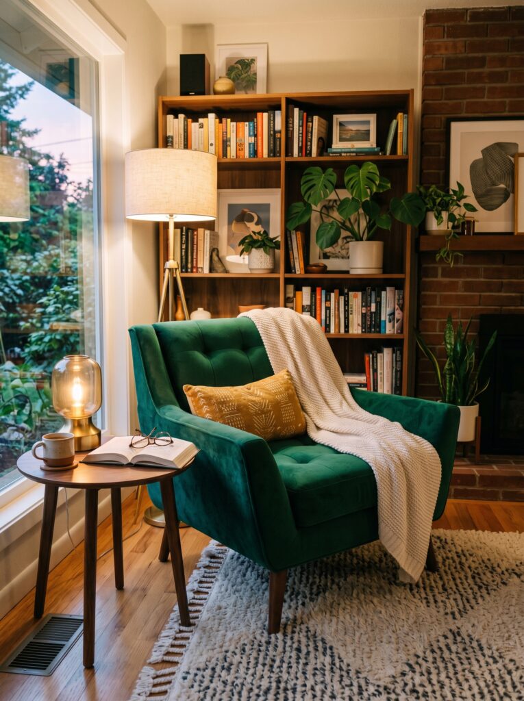 Mid-Century Modern Velvet Accent Chair