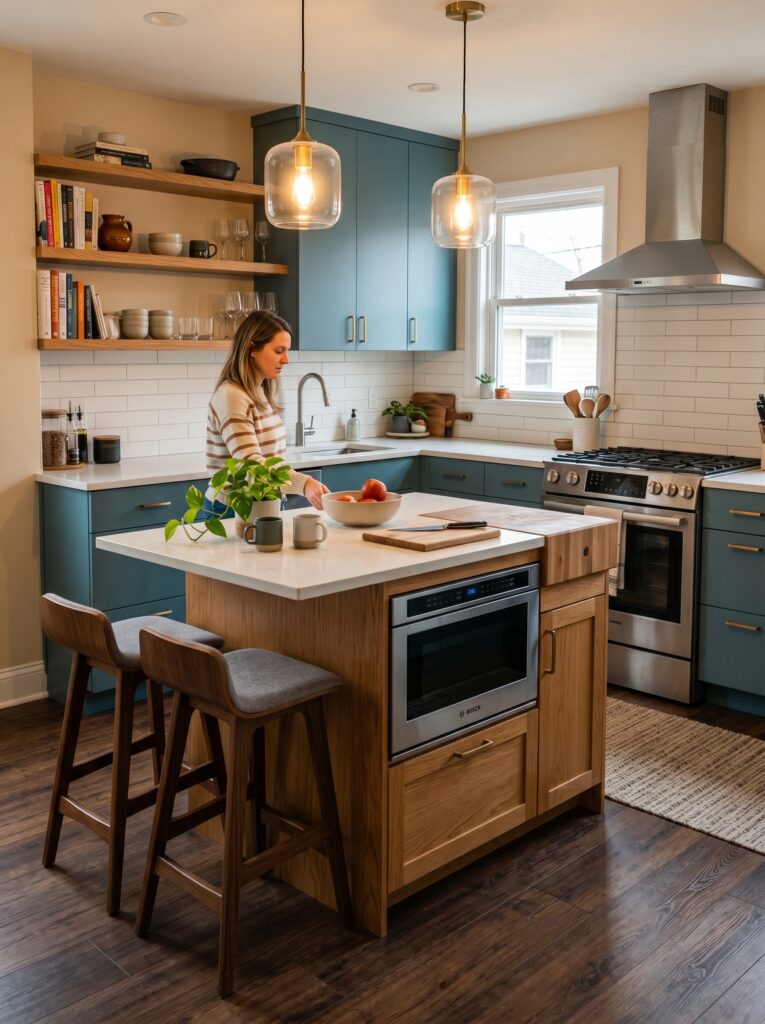 Microwave Integrated Into Kitchen Island