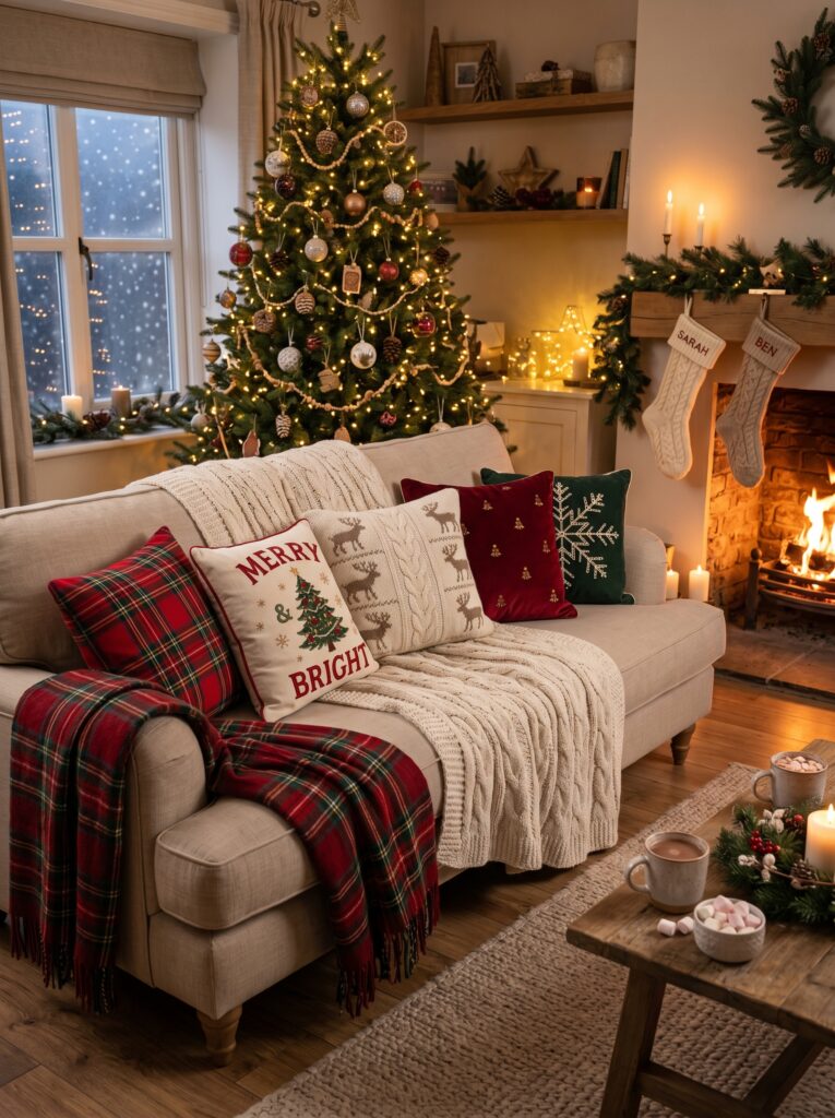  Add Christmas Pillows and Throws