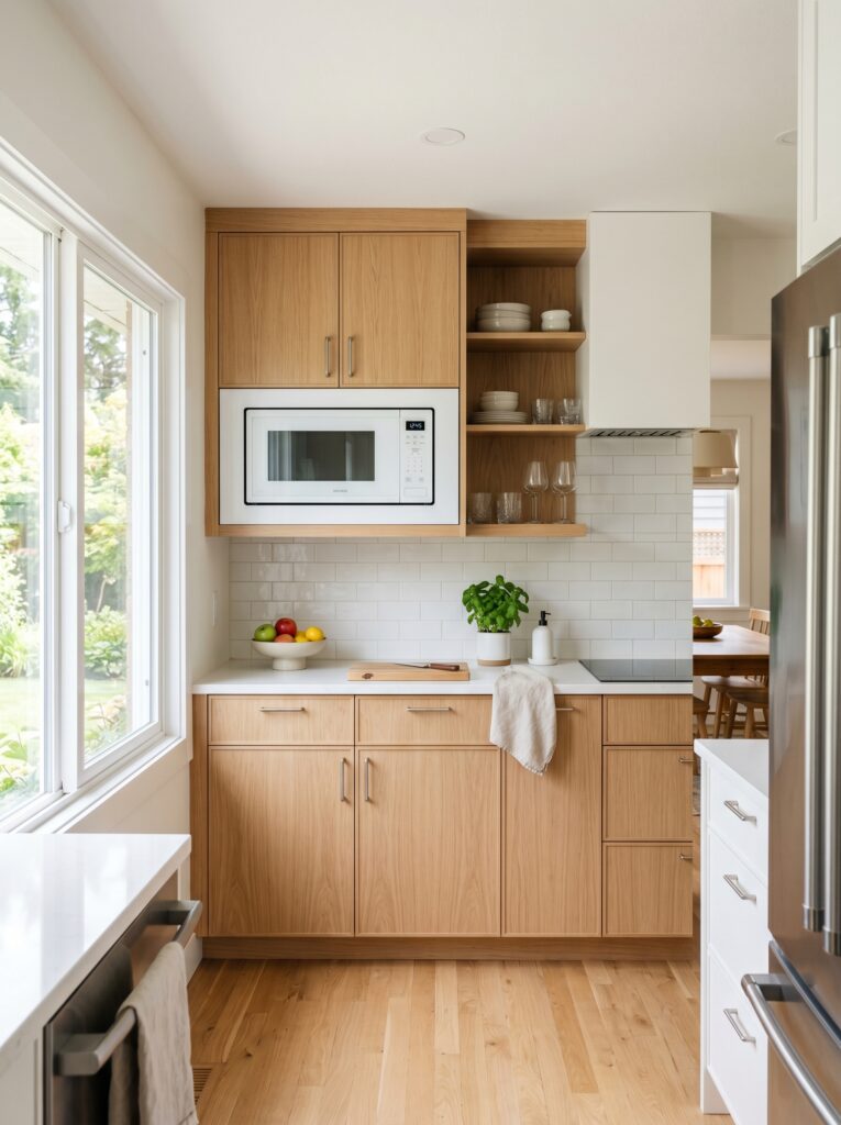 White Built-In Microwave for Minimalist Kitchens