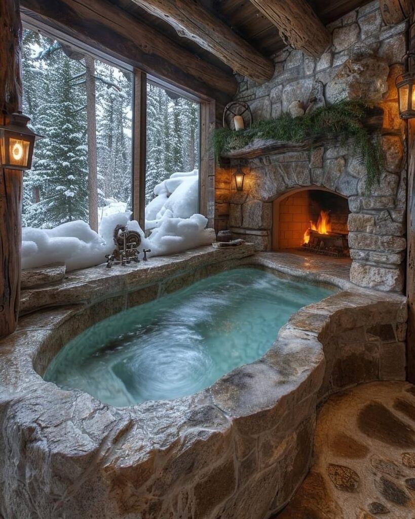 Image Keyword: freestanding tub fireplace master bathroom