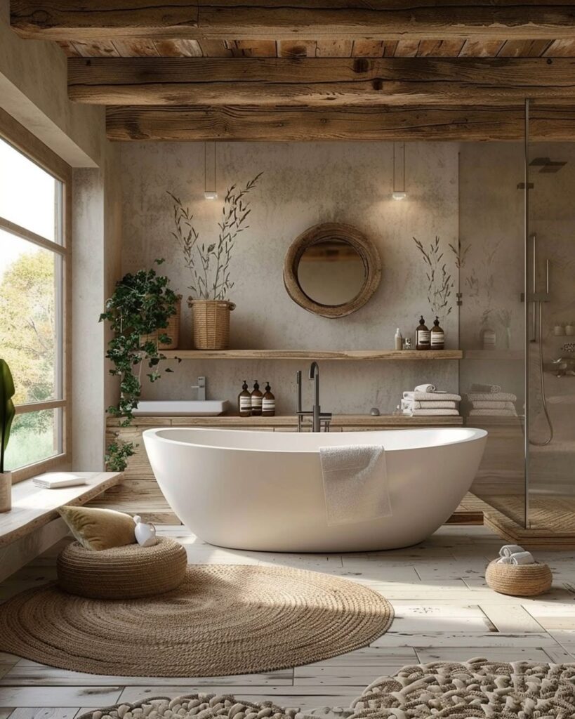 minimalist freestanding tub spa bathroom