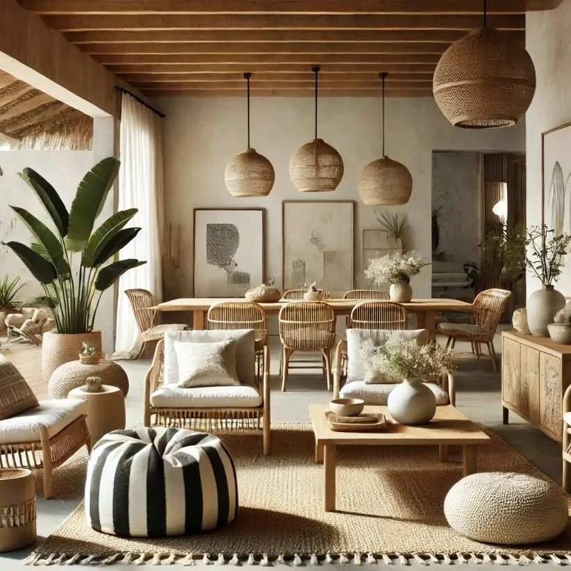 coastal light wood furniture interior