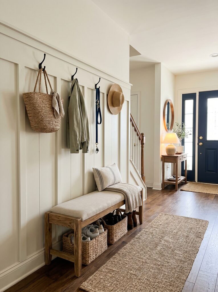board and batten entryway wall