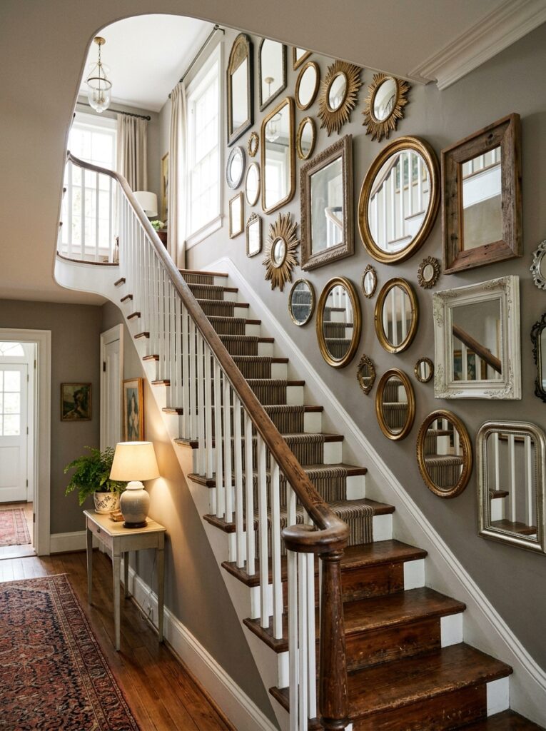 staircase mirror gallery wall