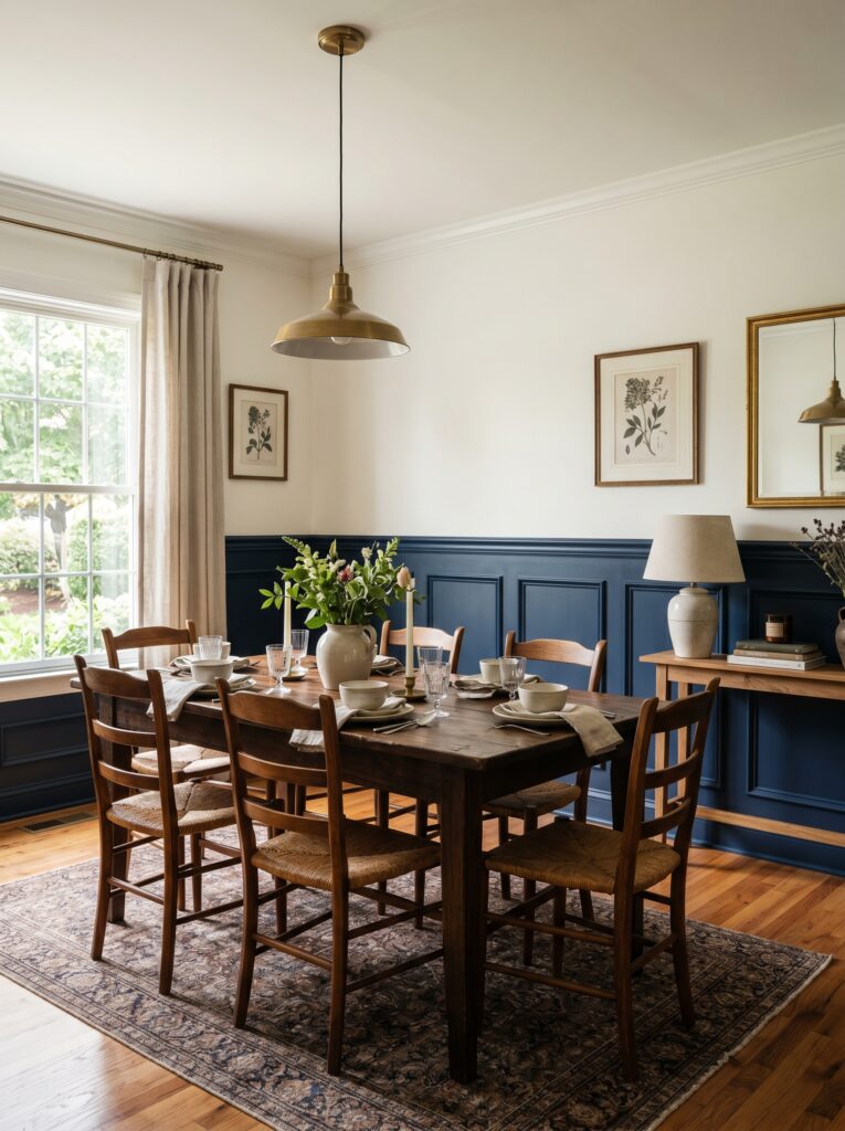 two tone wainscoting wall design